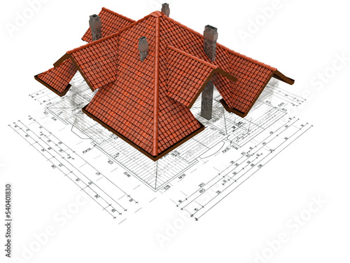 Bauplanung an einem Einfamilienhaus - Dachdeckung photo
