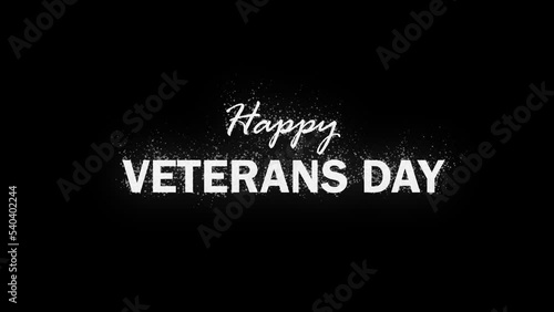 Animation teks Happy Veterans day. Thank you Veterans for your service. Honoring all who served. American flag elements 4K. Black and Green Background.