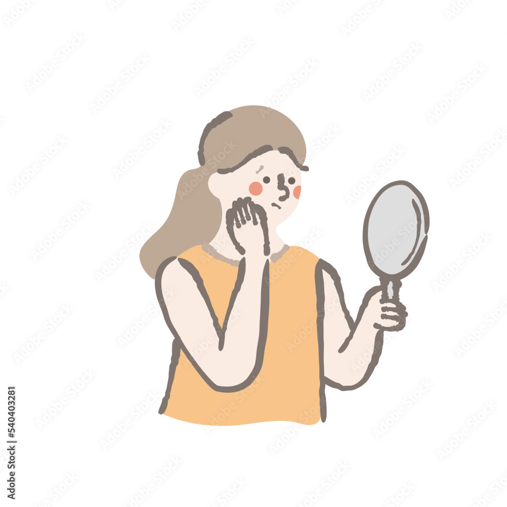 肌トラブルに悩む女性 イラスト セット
肌トラブルに悩む女性 イラスト セット