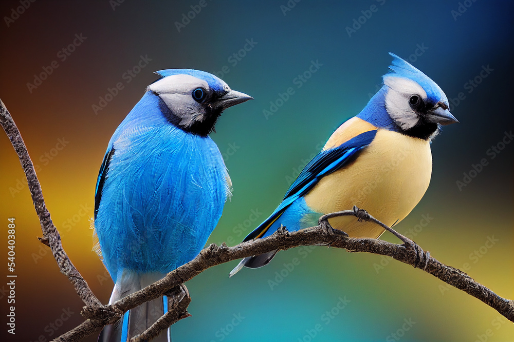 Fototapeta premium exotic bird with jay feathers abstract close up 3d illustration