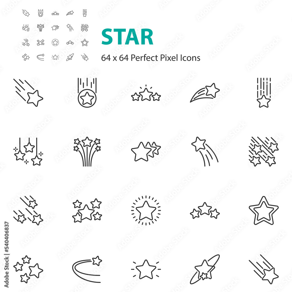 set of star icons, bright, decoration set of star icons, bright, decoration