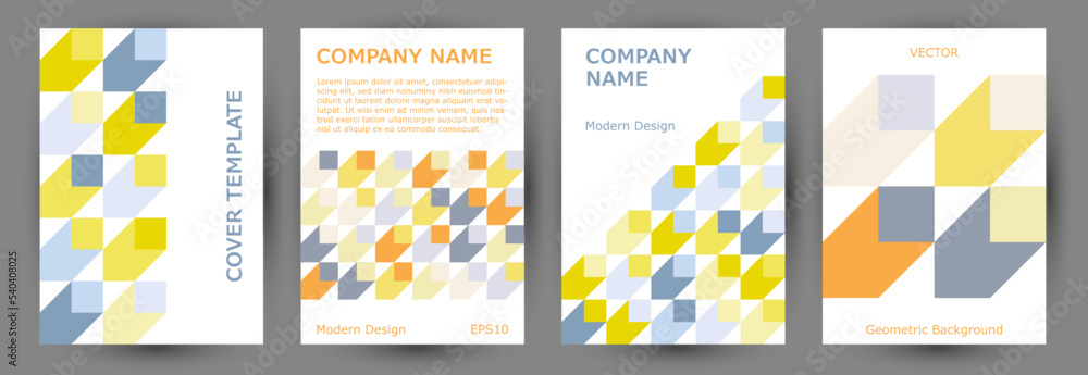 Naklejka premium Educational catalog cover template collection A4 design. Bauhaus style abstract placard layout
