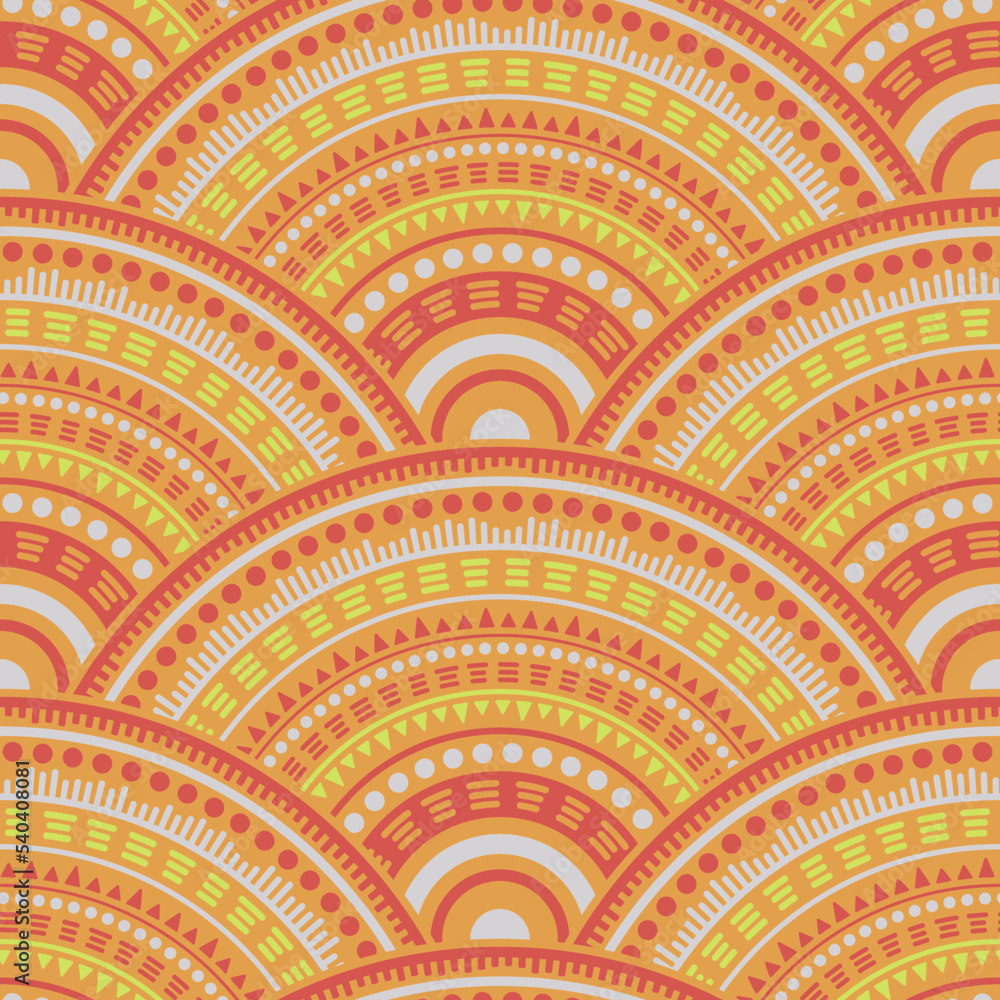 Ethnic circle shapes seamless geometric pattern. Ethnic circle shapes seamless geometric pattern.