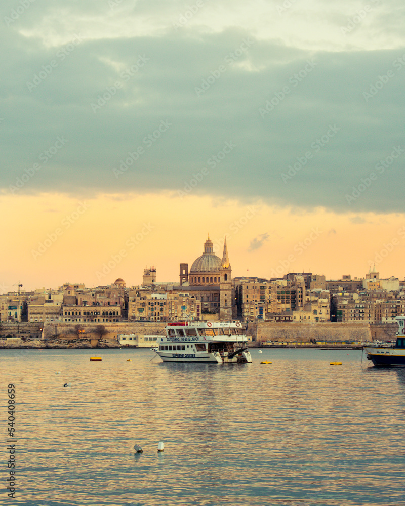 Old city of Valletta Malta City Views from boat
