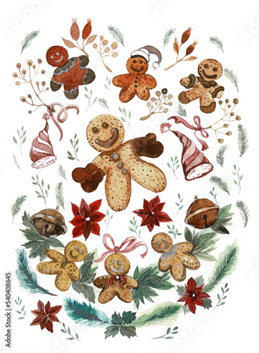 Christmas, water color, new year, decoration, xmas ,christians