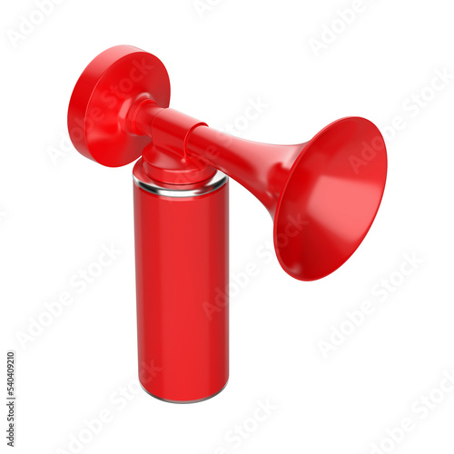 Red portable air horn on transparent background photo