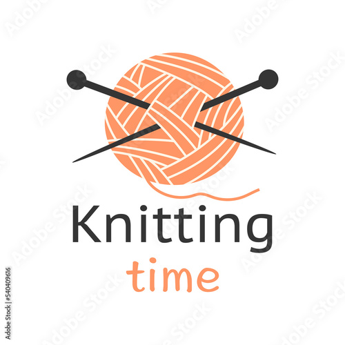 vector illustration of ball of yarn with knitting needles