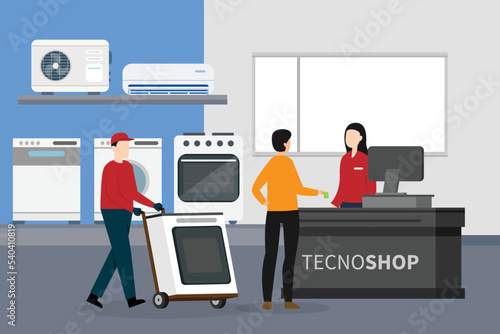 Customer at Electronics store 2d vector illustration concept for banner, website, illustration, landing page, flyer, etc.