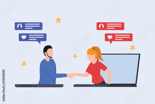 Couple meeting online on a dating website app 2d vector illustration concept for banner, website, illustration, landing page, flyer, etc.