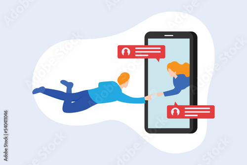 Online dating app users 2d vector illustration concept for banner, website, illustration, landing page, flyer, etc.