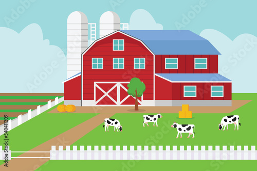 Agriculture rural landscape 2d vector illustration concept for banner, website, illustration, landing page, flyer, etc.