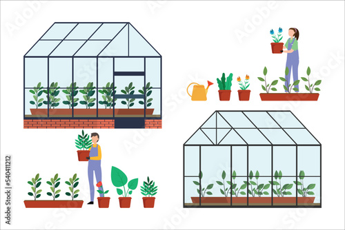 Plant farming with green house 2d vector illustration concept for banner, website, illustration, landing page, flyer, etc.
