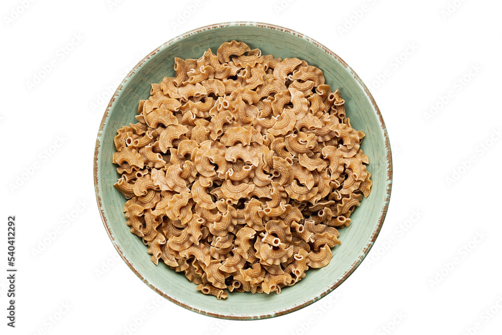 Raw paste in a bowl isolated on white background, italian food. Close-up view from the top. Raw paste in a bowl isolated on white background, italian food. Close-up view from the top.