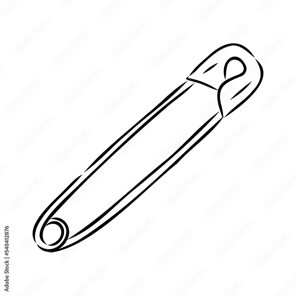Clothes Safety Pin Hand Drawn vector illustration on white background Clothes Safety Pin Hand Drawn vector illustration on white background