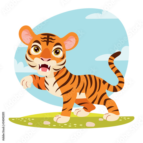 Cartoon Illustration Of A Tiger