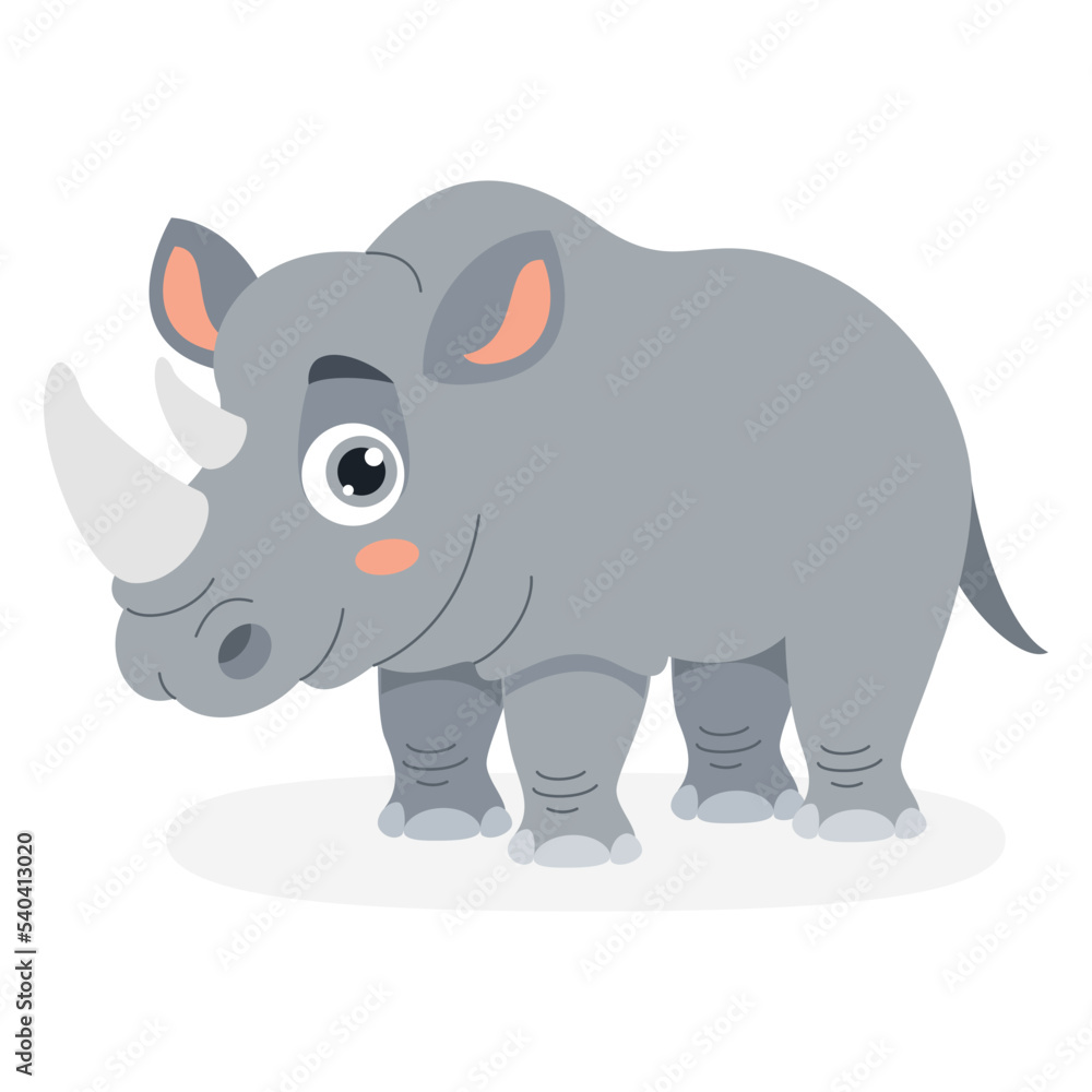 Fototapeta premium Cartoon Illustration Of A Rhinoceros
