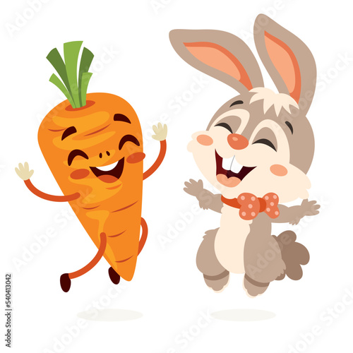 Cartoon Rabbit And Carrot Character