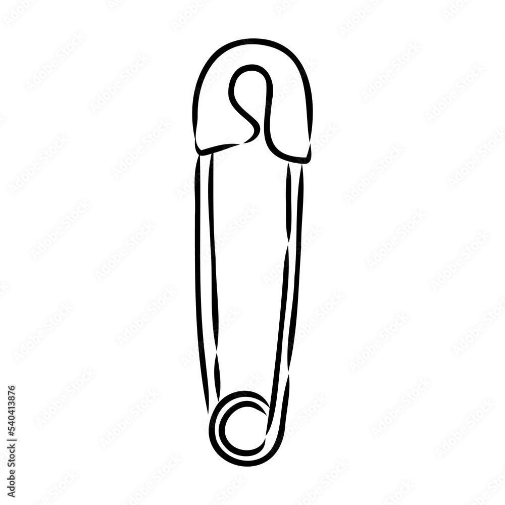 Clothes Safety Pin Hand Drawn vector illustration on white background Clothes Safety Pin Hand Drawn vector illustration on white background