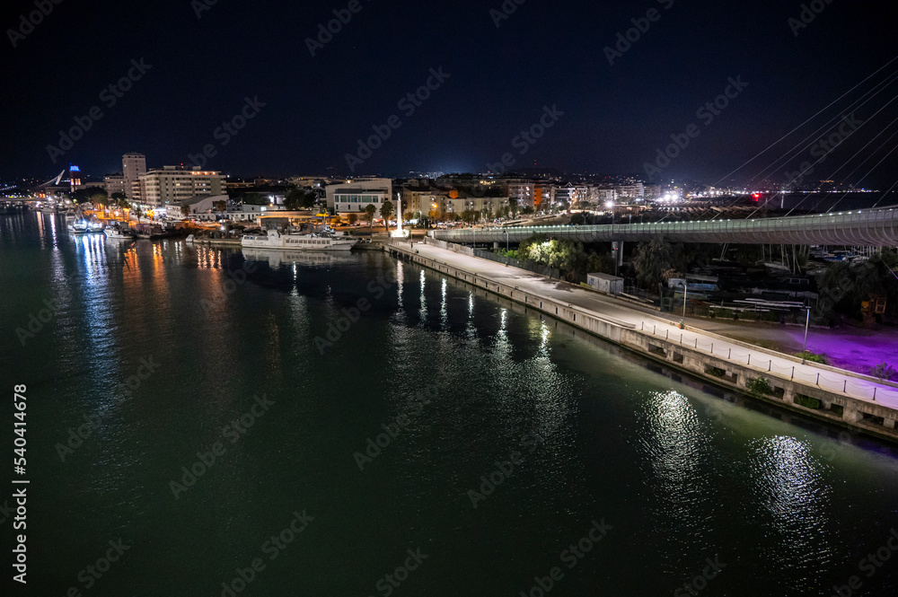 The port of Pescara illuminated at night The port of Pescara illuminated at night