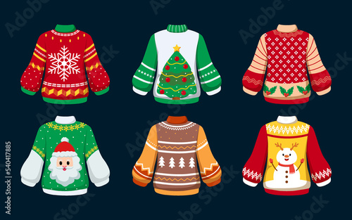Hand drawn flat ugly sweater set collection