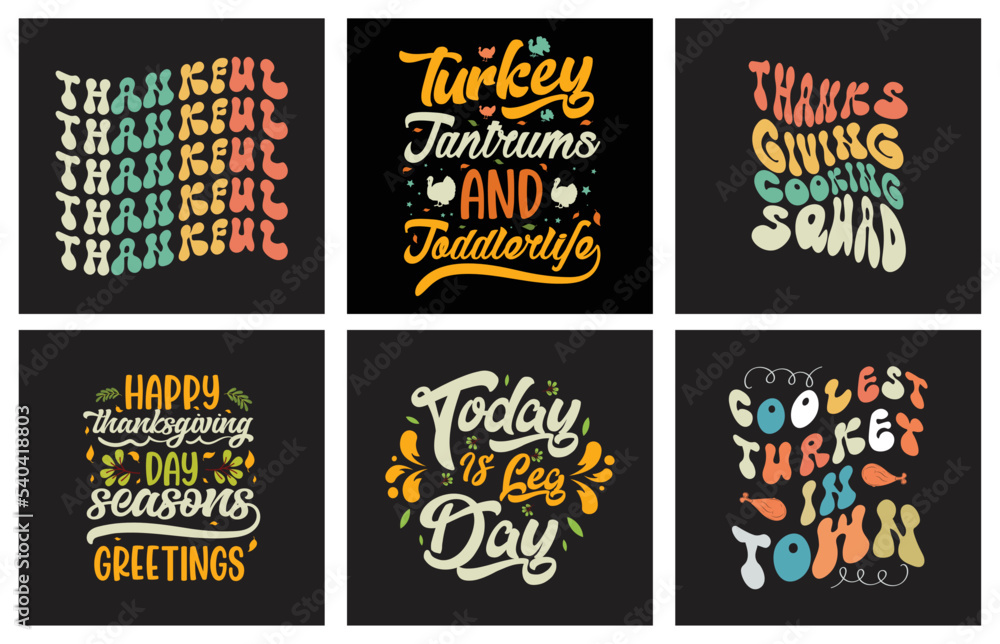 Happy thanks giving turkey day print designs for print on demand