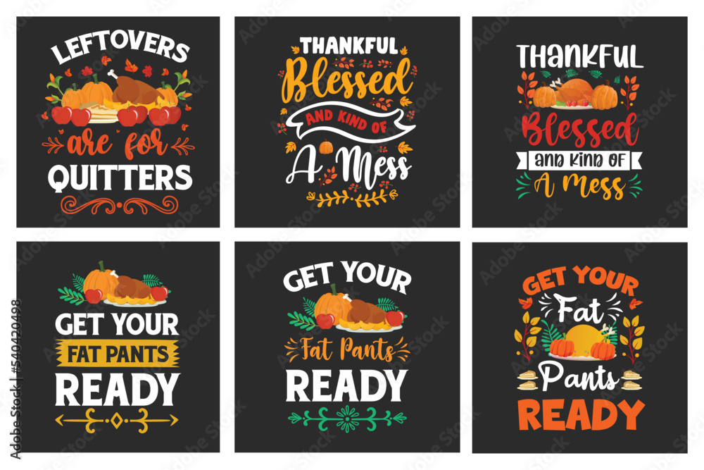 Happy thanks giving turkey day print designs for print on demand