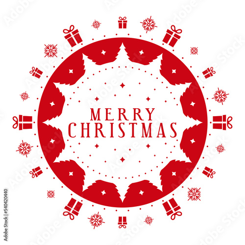 Merry Christmas -  stamp design. Xmas decorative element for handmade gifts such as letters, gift bags. Vector illustration on white background.