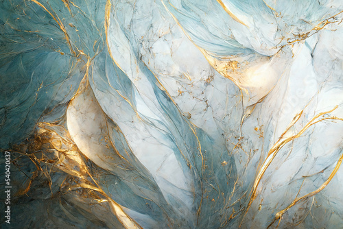 Fototapeta Naklejka Na Ścianę i Meble -  Abstract marble textured background. Fluid art modern wallpaper. Marbe white and light blue surface