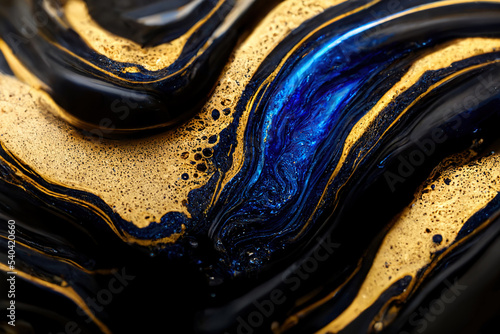 Abstract marble textured background. Fluid art modern wallpaper. Marbe gold and blue backdrop