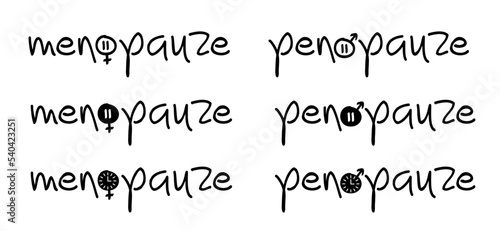 Penopauze, menopauze is a Dutch translation for menopause or andropause. Concept hormone replacement therapy. Menstrual period. Female estrogen and male testosterone level. Adrenaline hormone.