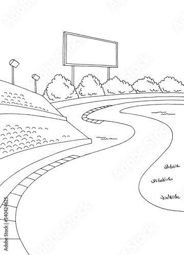 Race track sport graphic black white sketch vertical illustration vector 