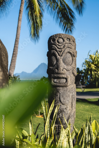 Fotografija Totem standing in front of the Moorea island