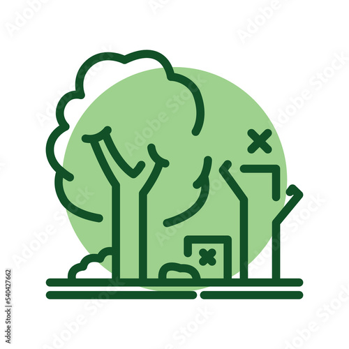 Tree removal color line icon. Garden service.