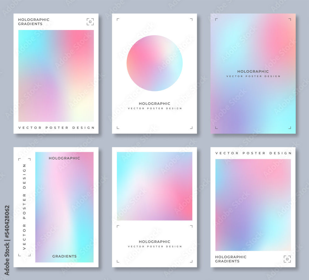 Fototapeta premium Abstract Holographic Gradient Poster Background Design Set