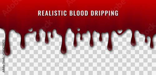 Realistic Blood Dripping On Transparent Background