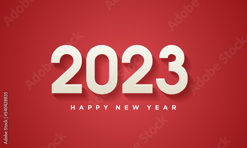 new year 2023 minimalist on red background