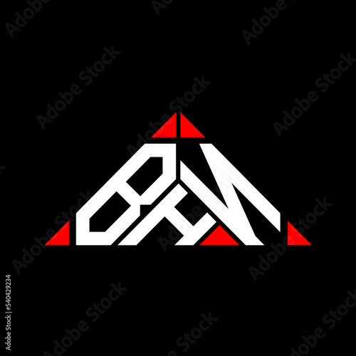 BHN letter logo creative design with vector graphic, BHN simple and modern logo in triangle shape. photo