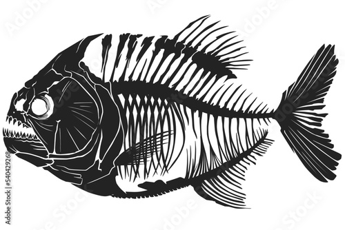 illustration of a piranha fish skeleton