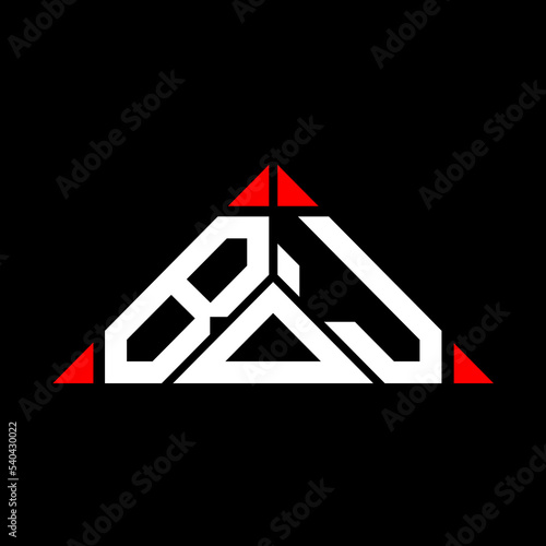 BOJ letter logo creative design with vector graphic, BOJ simple and modern logo in triangle shape.