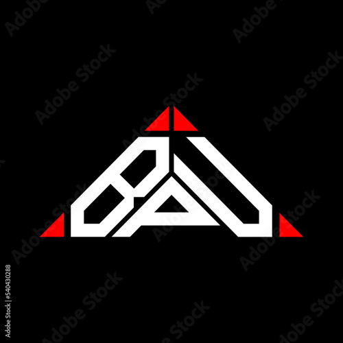 BPU letter logo creative design with vector graphic, BPU simple and modern logo in triangle shape. photo