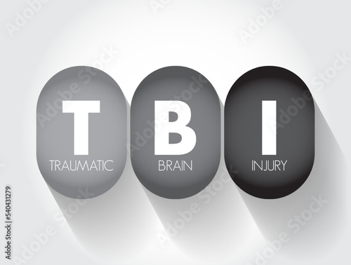 TBI Traumatic Brain Injury - intracranial injury to the brain caused by an external force, acronym text concept for presentations and reports