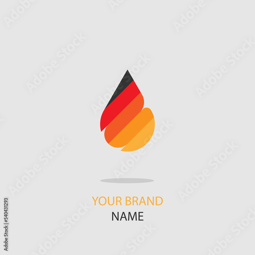 Waterdrop in Germany flag colors for a brand logo on a gray background