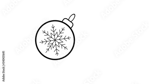 Christmas tree ball, new year 2023, year of the rabbit, video vector animation, 4K