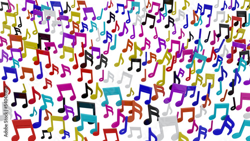 Colorful Musical Notes on White background. PNG Transparent 3D Illustration. 