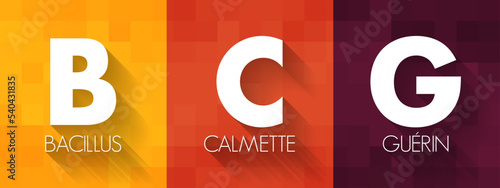 BCG Bacillus Calmette-Guerin - vaccine provides immunity or protection against tuberculosis, acronym text concept background