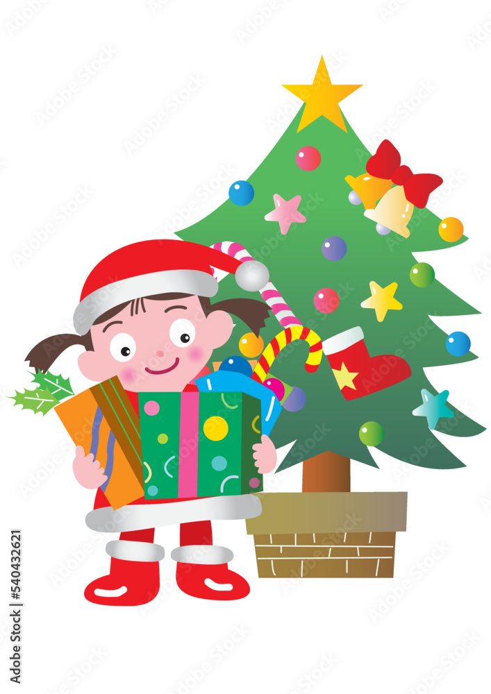 サンタクロースのかっこうをした女の子のクリスマスカード
サンタクロースのかっこうをした女の子のクリスマスカード