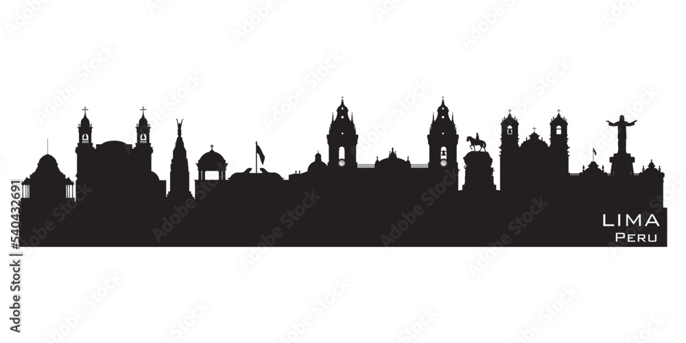 Lima Peru city skyline vector silhouette