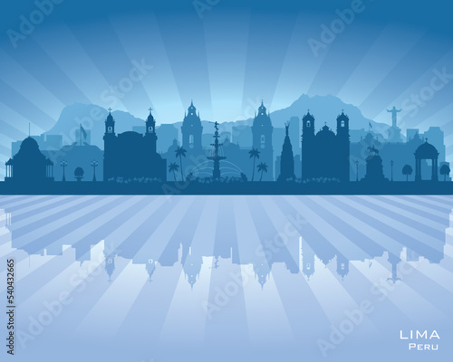 Lima Peru city skyline vector silhouette