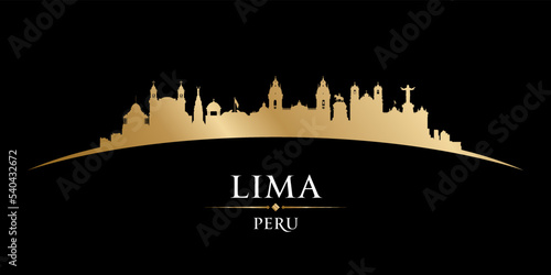 Lima Peru city silhouette black background