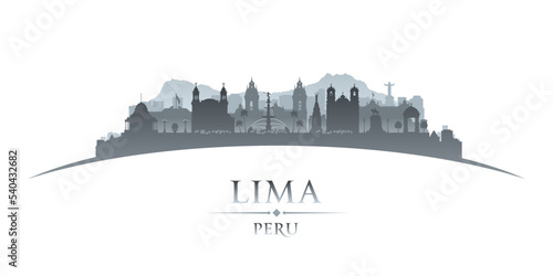 Lima Peru city silhouette white background